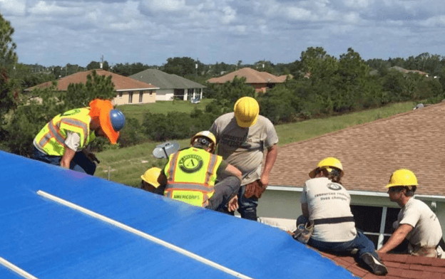 Workers on a roof