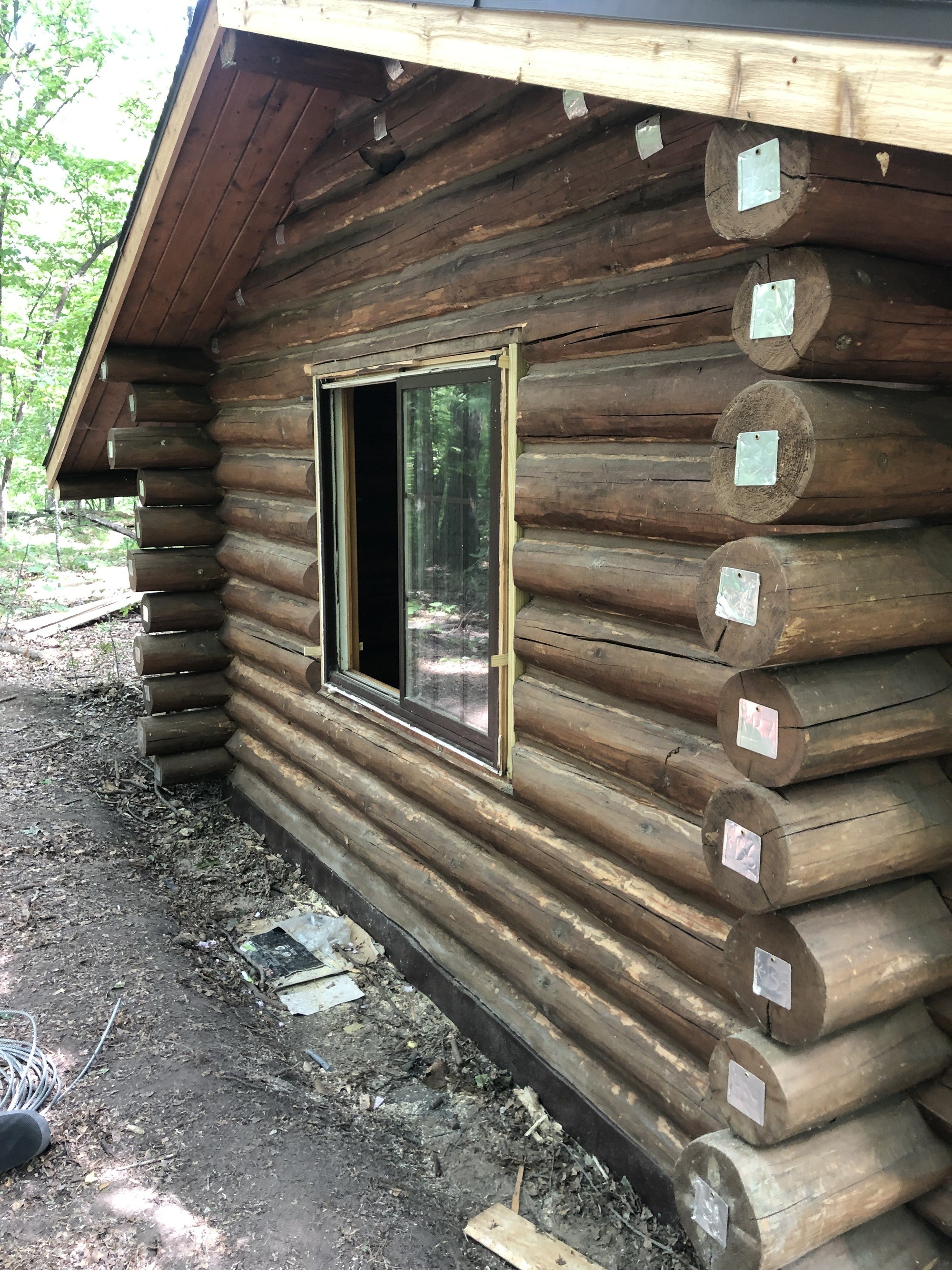 cabin with new glass window