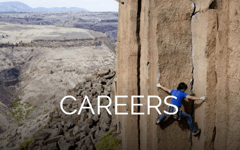 Careers text over climber on wall
