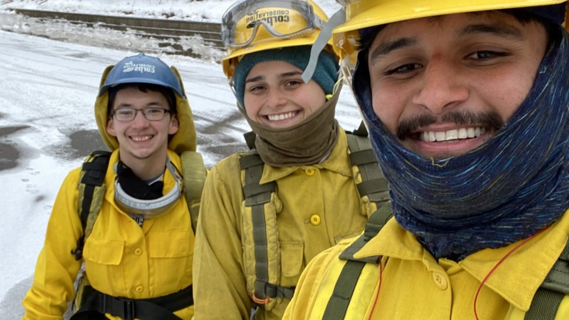 Selfie of three firefighters