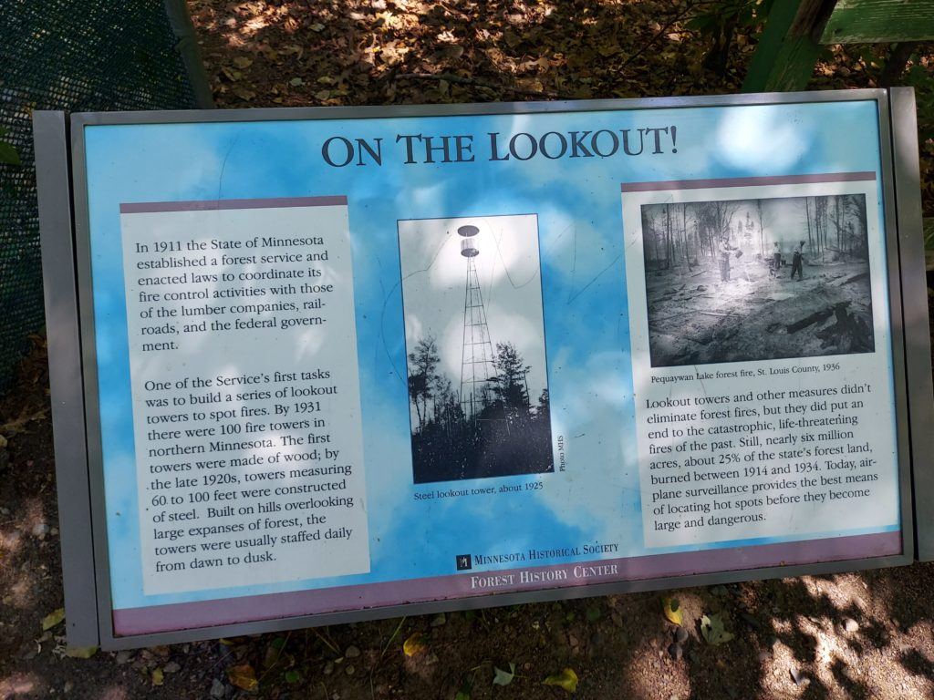 informational sign describing the fire tower lookout.
