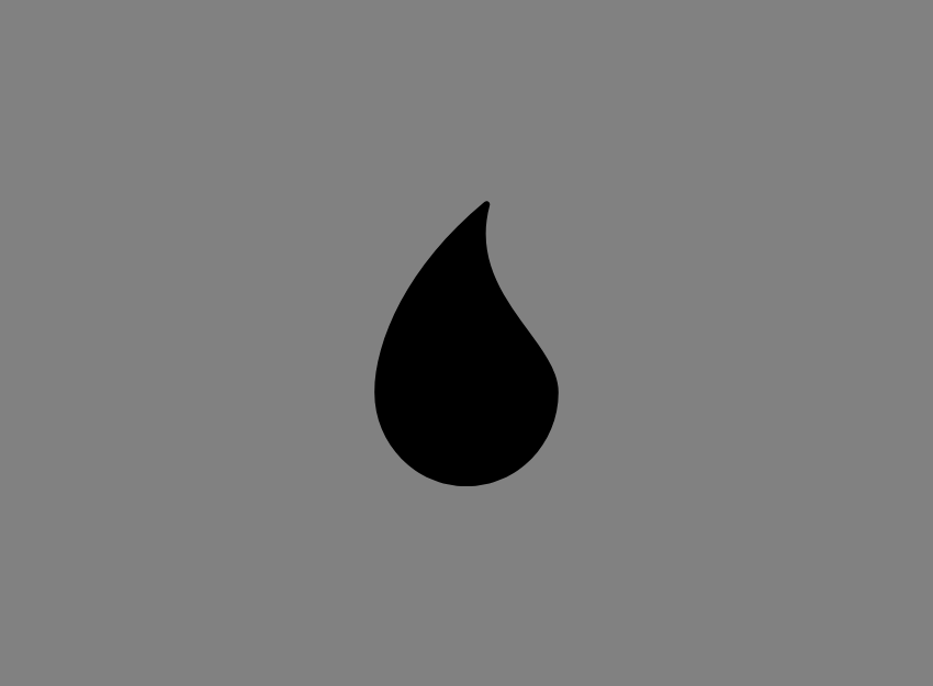 A Black illustrated drop against a grey background.