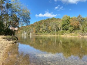 View of river in summer.