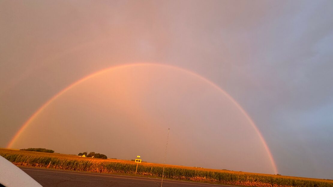 Rainbow over a prairie