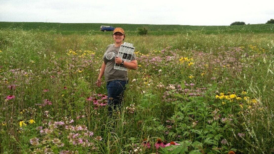 A person in a field.