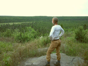 A person standing at a overlook