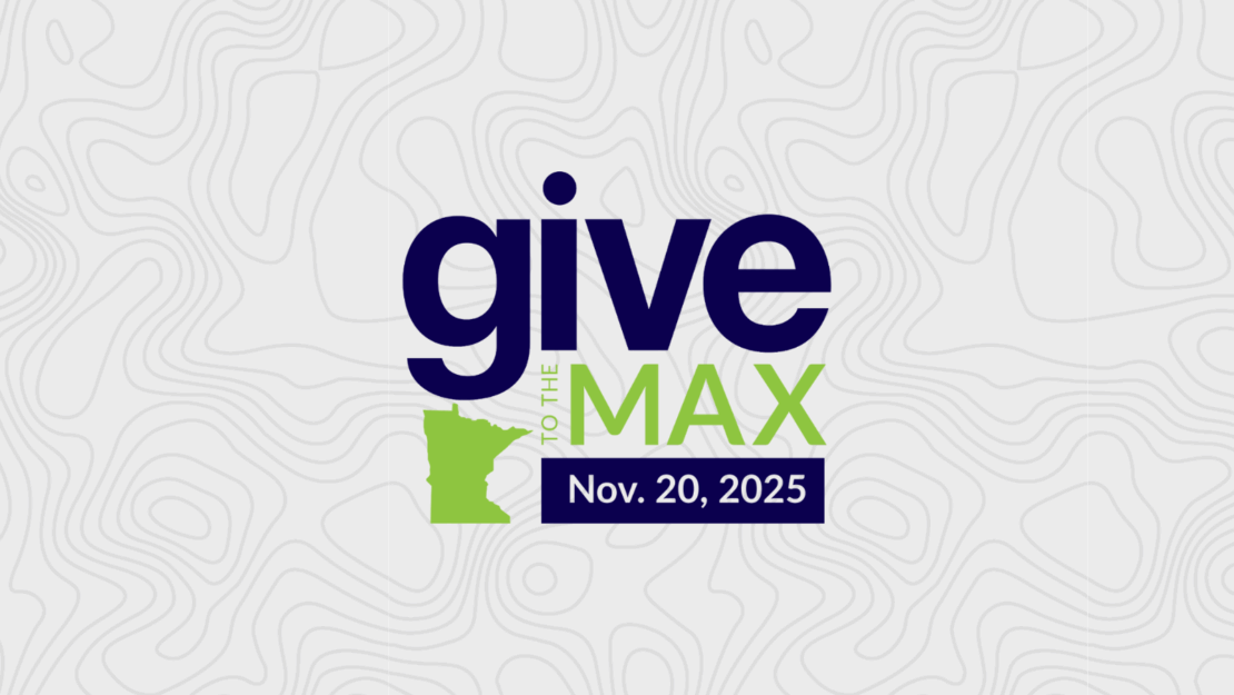 Give to the Max Day logo on grey topographic background