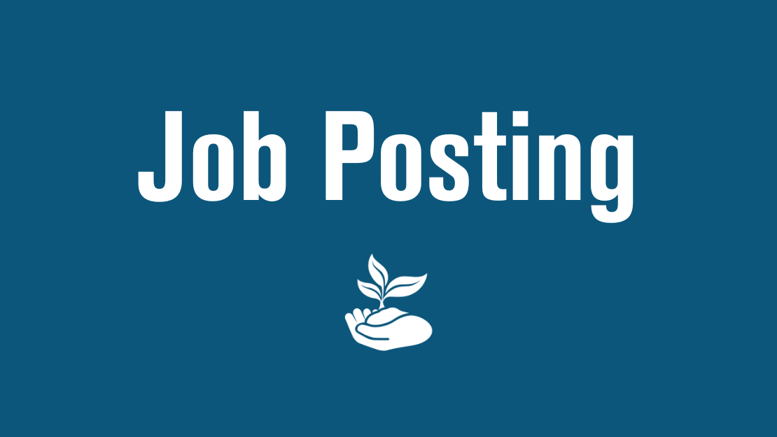 graphic with blue background with text that says job posting