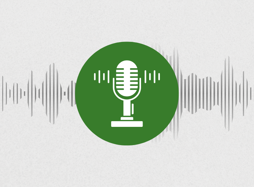 Microphone icon with audio waves extending from it on both sides