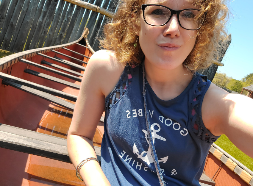 A selfie taken in a canoe