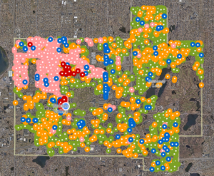GIS map of tree inventories in Golden Valley, MN